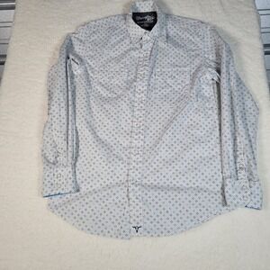 Wrangler 20X Competition Mens White Blue Geometric Pearl Snap Western Shirt M